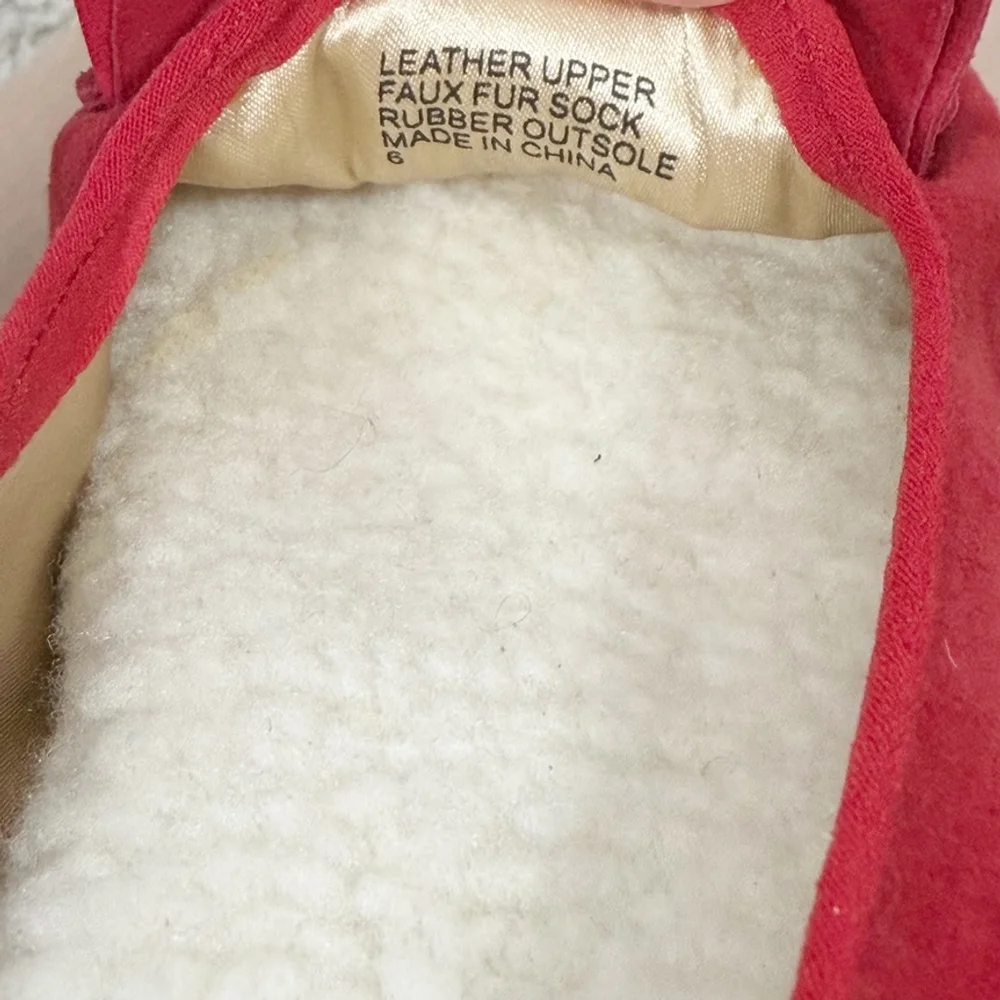 Birdies Red Cardinal Suede Flat Loafer Slippers Kiltie fringe Slippers Size 6